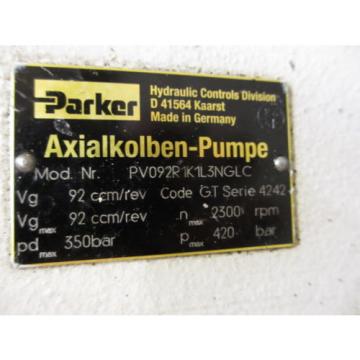Parker PV092R1K1L3NGLC Hydraulic GT Series 4242 2300RPM 92ccm/rev Pump