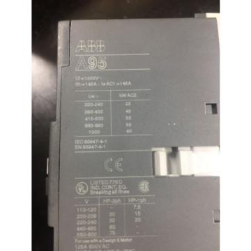 ABB Contactor A95-30 with Contact Block CAL5-11, 120V Coil