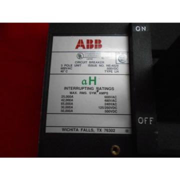ABB LHB63600S  600AMP 600VAC 3-POLE MAGNETIC ADJ. TRIP  CIRCUIT BREAKER