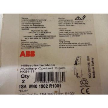 LOT OF 2 ABB HKS4-11 AUXILIARY CONTACT *NEW IN BOX*