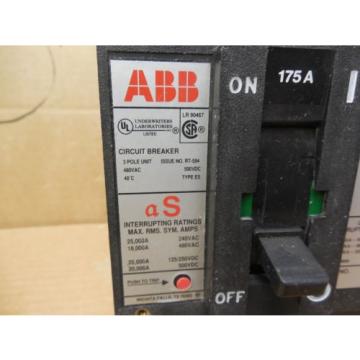 ABB Circuit Breaker TF3225 RT-594 175A 175 A Amp 3P 480/690 VAC 500 VDC Used