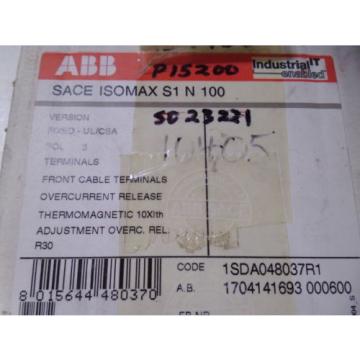 ABB SACE ISOMAX S1 N 100 CIRCUIT BREAKER 30A 1SDA048037R1 *NEW IN BOX*