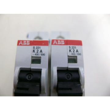 Lot of 2 ABB S221 K2A 400/690 Circuit Breakers