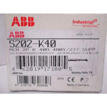 ABB S202 K40A Breaker 2P 40A 277/480V