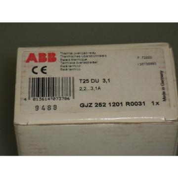 ABB THERMAL OVERLOAD RELAY T25 DU 3,1 *NEW*