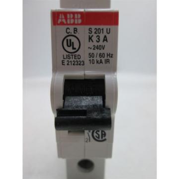 New ABB S201U-K3 Circuit Breaker, 1-Pole, 3A 240VAC Max