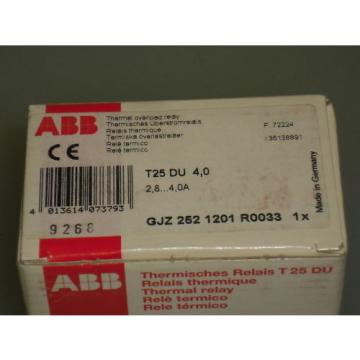 ABB THERMAL OVERLOAD RELAY T25 DU 4,0 *NEW*