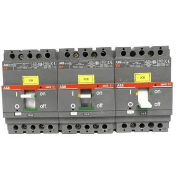 LOT OF 3 ABB SACE S1 CIRCUIT BREAKERS S1N, 15 AMP, 3 POLE
