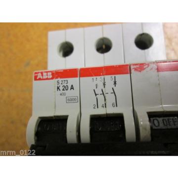 ABB S 273 K 20 A Circuit Breaker 20A 277/480Vac Used