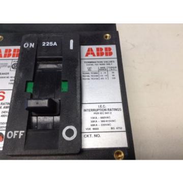 ABB ESB43225 225 Amp 480 VAC 500 VDC 3 Pole NE-6573 Circuit Breaker a S aS
