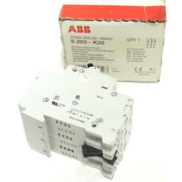 NIB ABB S203-K32 MOULDED CASE CIRCUIT BREAKER 2CDS 253 001 R0537