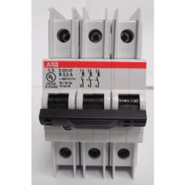 (3) ABB 2CDS273317R0157 S 203UP - K0,5A Miniature Circuit Breakers 3P 0.5A
