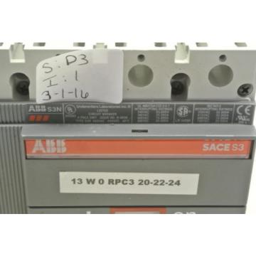 USED PULLOFF ABB 4 POLE CIRCUIT BREAKER S3N SACE S3 600 VAC 100 AMP