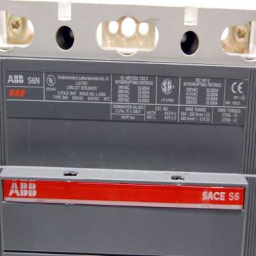ABB SACE Type S6N 2-Pole 600A Unit 600VAC/500VDC Circuit Breaker S6 w/ Aux
