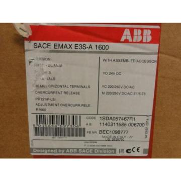 169689 New In Box, ABB 1SDA057467R1 Circuit-Breaker E3S-A 1600A