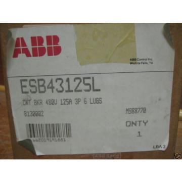 ABB ESB43125L 125A Breaker 480V NEW Type ES 500 VDC 125 Amp 480 VAC NIB