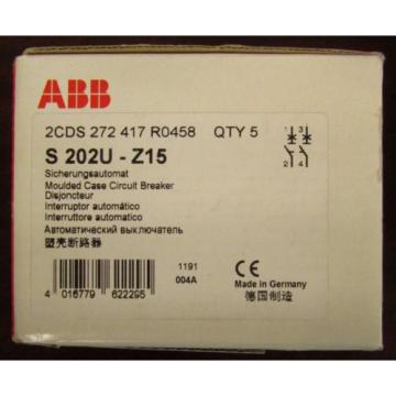 ABB S 202U Z15 DIN Rail Circuit Breaker 2 Pole 15 Amp S202U-Z15