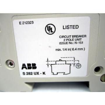 ABB 2 POLE CIRCUIT BREAKER S 282 UX K 30 A