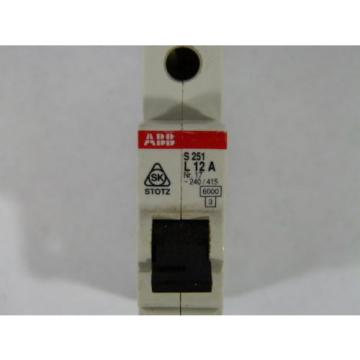 ABB S251-L12A Circuit Breaker 1 Pole 12amp  USED
