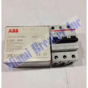 S203-K40 ABB Circuit Breaker 3 Pole 40 Amp 400V 2CDS 253 001 R0557 NEW