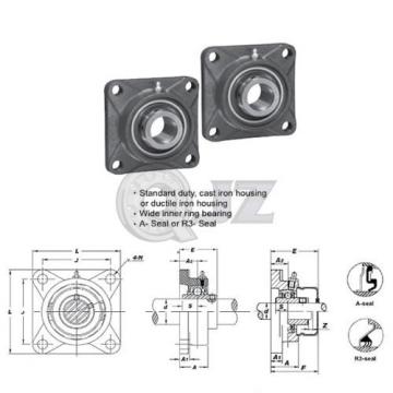 2x 2.25 in Square Flange Units Cast Iron UCF212-36 Mounted Bearing UC212-36+F212
