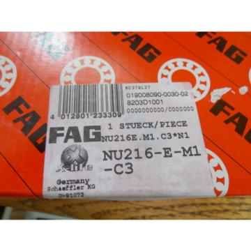 FAG Bearing Cylindrical Roller Bearing NU216-E-M1-C3 NEW