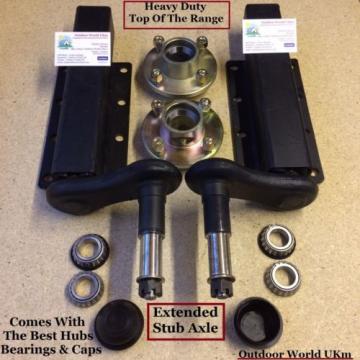 Quality 750 KG Trailer Suspension Units Extended Stub Axle Hubs Bearings &amp; Caps~