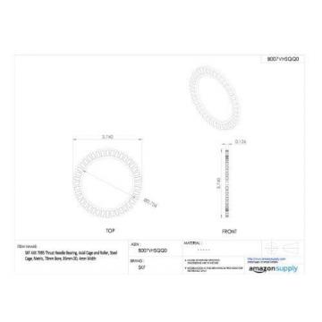 SKF AXK 7095 Thrust Needle Bearing, Axial Cage and Roller, Steel Cage, Metric,