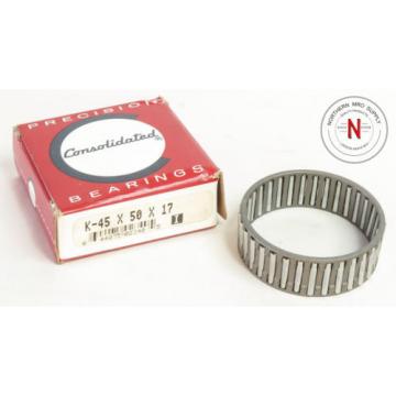 CONSOLIDATED BEARINGS K45X50X17 NEEDLE ROLLER BEARING, 45mm x 50mm x 17mm, OPEN