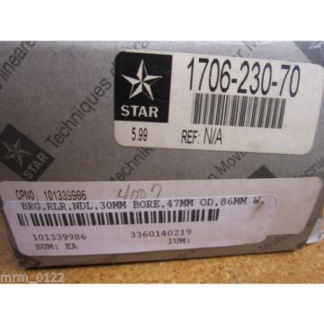 STAR 1706-230-70 Linear Roller Needle Bearing 30mm Bore 47mm OD 86mm Wide New