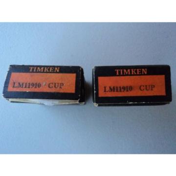 Lot of 2 New Timken Tapered Roller Bearing LM-11910 Cup &#034;NOS&#034;