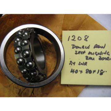 SNR ball bearings Brazil 1208 2 row ball race bearing. 40mm id x  80mm od x 18mm wide. Self aligning.