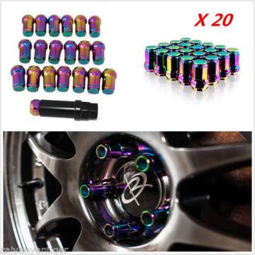 20*Colorful Chrome M12×1.5mm Lug Nuts Extended Racing Wheel Rim With Lock New!!!
