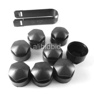 8x Blk Locking Wheel Lug Bolt Center Nut Covers 21mm Caps + Tools For AUDI VW