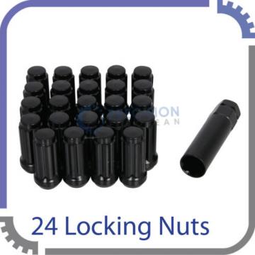 24pc Black 14x1.5 Locking Lug Nuts + Key | Closed End for Silverado 6x139.7