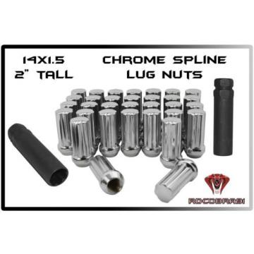 24 Chrome Spline Lug Nuts + 2 Keys Anti Theft Locking Wheel lugs 6 Lug Trucks