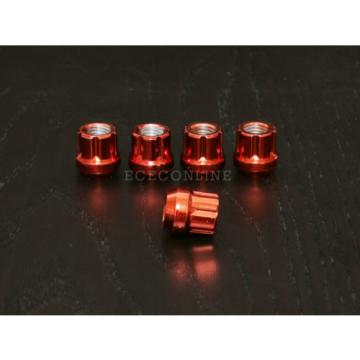 20pc 12x1.5 Spline Red Lug Nuts w/ Key (Cone Seat) Short Open End Locking
