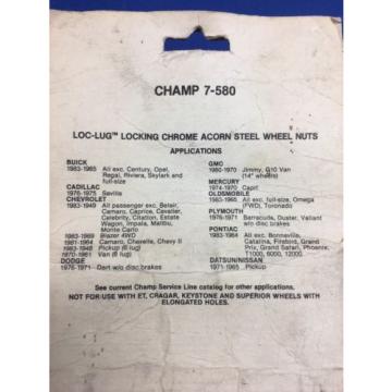 Champ 7/16 -20r Locking Wheel Nuts NOS