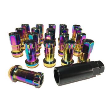 Dodge Neon Stealth 20pc Steel Slim Extended Lug Nuts + Lock 12x1.5mm Neo Chrome