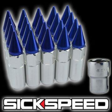20 POLISHED/BLUE SPIKED ALUMINUM EXTENDED 60MM LOCKING LUG NUTS WHEEL 12X1.5 L07