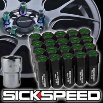 20 BLACK/GREEN CAPPED ALUMINUM 60MM EXTENDED TUNER LOCKING LUG NUTS 12X1.5 L07