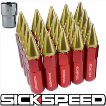 SICKSPEED 20 RED/24K SPIKED EXTENDED LOCKING 60MM LUG NUTS FOR WHEELS 14X1.5 L19