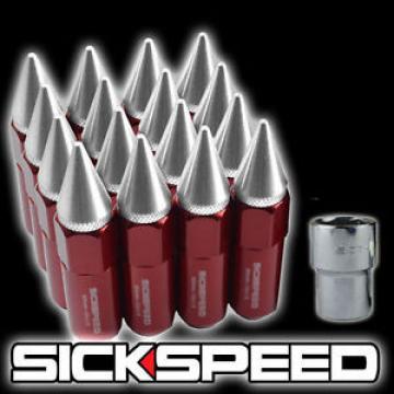 16 RED/POLISHED SPIKED ALUMINUM 60MM EXTENDED LOCKING LUG NUTS WHEELS 12X1.5 L16