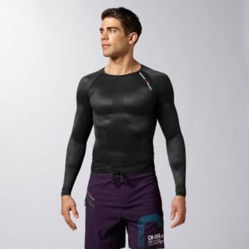 Reebok Mens Adapt Long Sleeve compression T Shirt  Size Large NEW