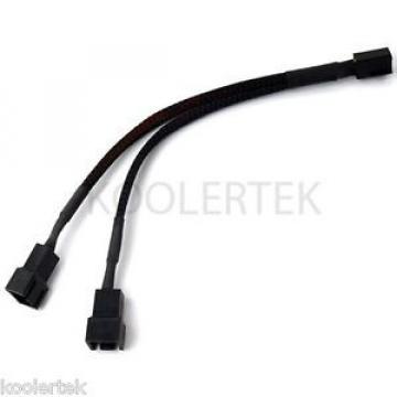3-Pin Computer Case Fan Y Splitter / PC Power Adapter Cable w/ Black Sleeve (6&#034;)