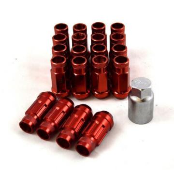 NNR Steel Extended Wheel Lug Nuts &amp; Locks Open Ended Red 49mm 12x1.5 20pcs