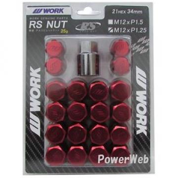 20P WORK Wheels RS nuts 21HEX M12 x P1.25 34mm 25g RED lock nut Japan Made