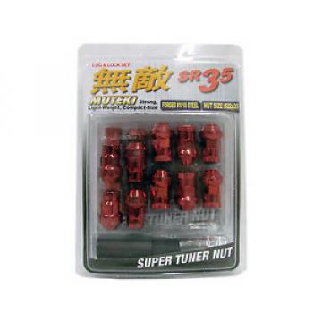 MUTEKI SR35 20PCS WHEELS TUNER LUG + LOCK NUTS (CLOSE END/12X1.5/RED) ##