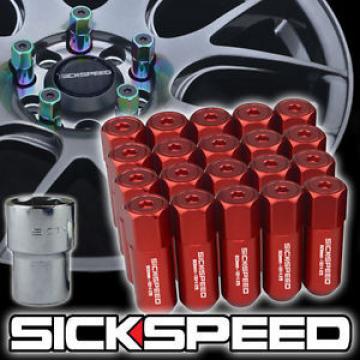 20 RED CAPPED ALUMINUM EXTENDED TUNER 60MM LOCKING LUG NUTS WHEELS 12X1.5 L17