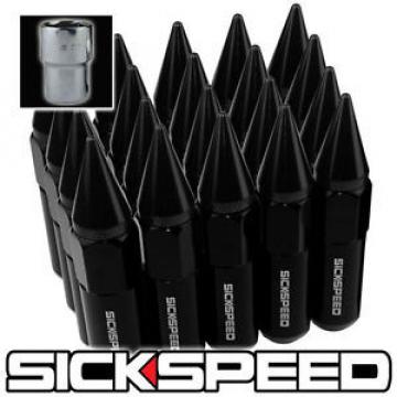 SICKSPEED 20 BLACK SPIKED 60MM EXTENDED LOCKING LUG NUTS WHEELS 14X1.5 L19 CAR